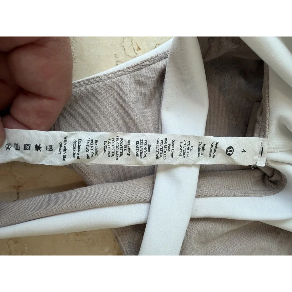 lululemon White Fit & Flare Tank Dress Built-In Bra & Pockets Women's 4